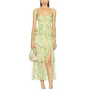 Midsummer Dress in Yellow Green Multi